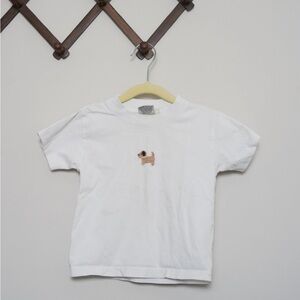Luigi Kids White Short Sleeve Tee with Crocheted Dog STAINED Size 3T